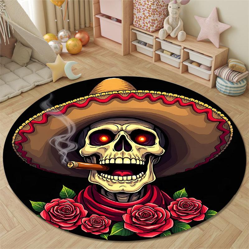Artistic Round Mandala Multicolor Rug Mat, Non-Slip Floor Mat for Laundry Room