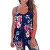 Women's Printing Sleeveless Ruffle Hem Large Loose Sexy Cami Tank Tops