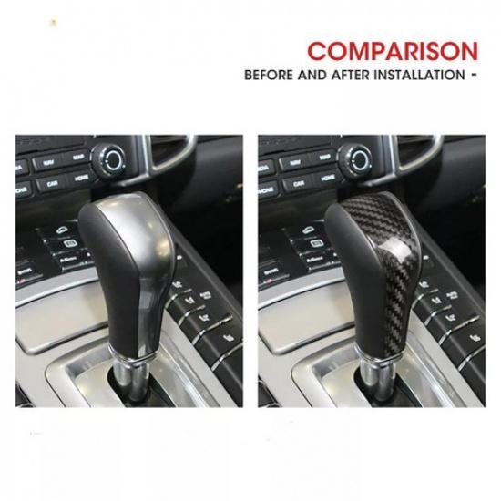 Real Carbon Fiber Car Gear Shift Knob Cover Case for Porsche Cayenne 2011-2017