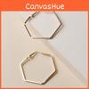 Contemporary Hexagon Geometric Ear Rings With Electroplated Gold For Fashionable Womens Jewelry