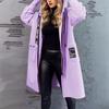 2024 Casual Lambswool Patchwork Letter Hooded Coat with Drawstring Zipper