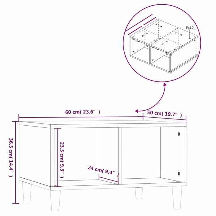 821030 vidaXL Table basse Blanc brillant 60x50x36,5 cm Bois d'ingénierie