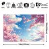 2D Pastel Cherry Blossom Tapestry Aesthetic Spring Sky Wall Art with Falling Sakura Petals