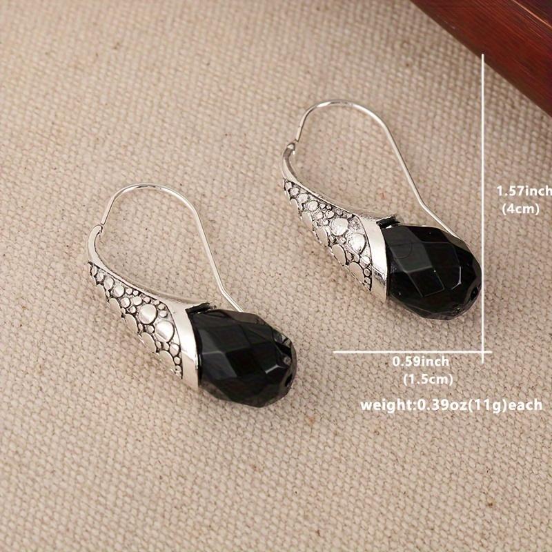 Vintage Schwarz Kristall Wasser Tropfen Form Ohrringe für Frauen Persönlichkeit Silber Farbe Ohr Haken Party Schmuck Geschenke