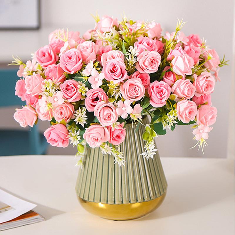 2PCS Artificial Flower Bouquets, Artificial Roses, Wedding Flowers, Handmade Flowers, Artificial Flower Decorations, Artificial Flower Ornaments.