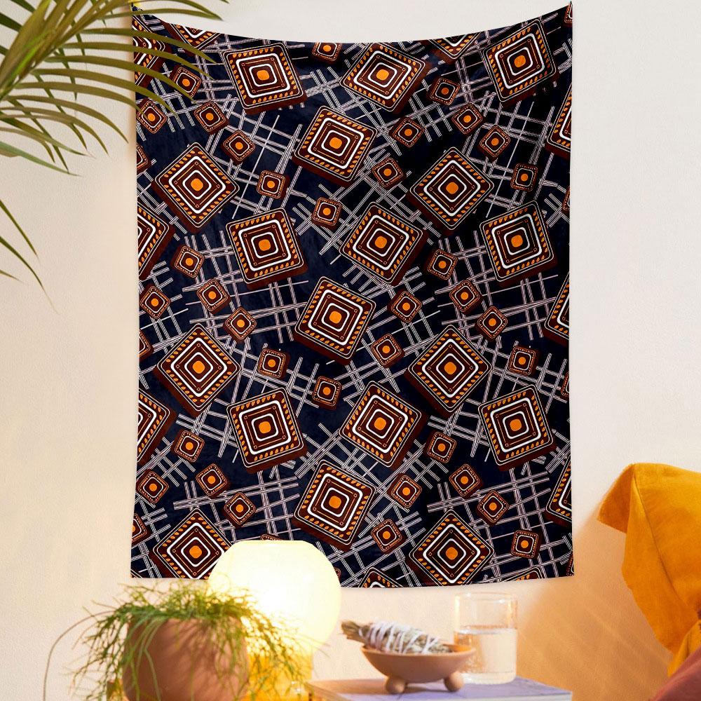 Geometric Pattern with Dark Tones Patterned tapestry home decor, suitable for bedroom and living room, gift