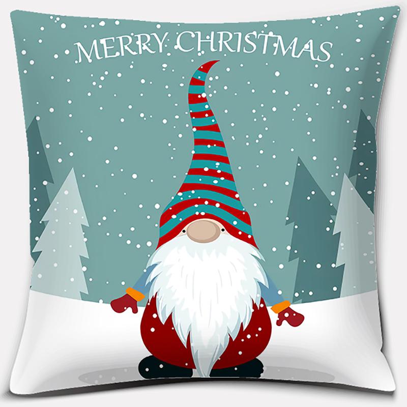 Santa Print Series Pattern Pillowcase Square Pillowcase Home Office Decoration Pillowcase
