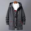 Spring and Autumn Men's Large Size Loose Mid-length Hooded Windbreaker
