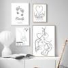 Abstrakte Linien Familie Eltern-Kind Nordische Poster Schwarzweiß Wandkunst Leinwandmalerei Wandbilder für Wohnzimmerdekor