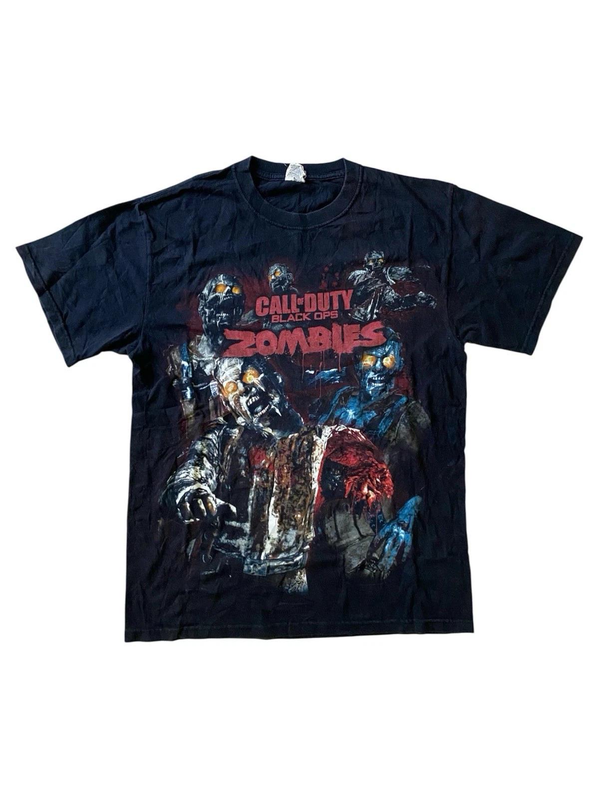 Vintage Call Of Duty Black Ops Zombies Game Promo 100% Cotton T-shirt Mens Tees Top Medium L