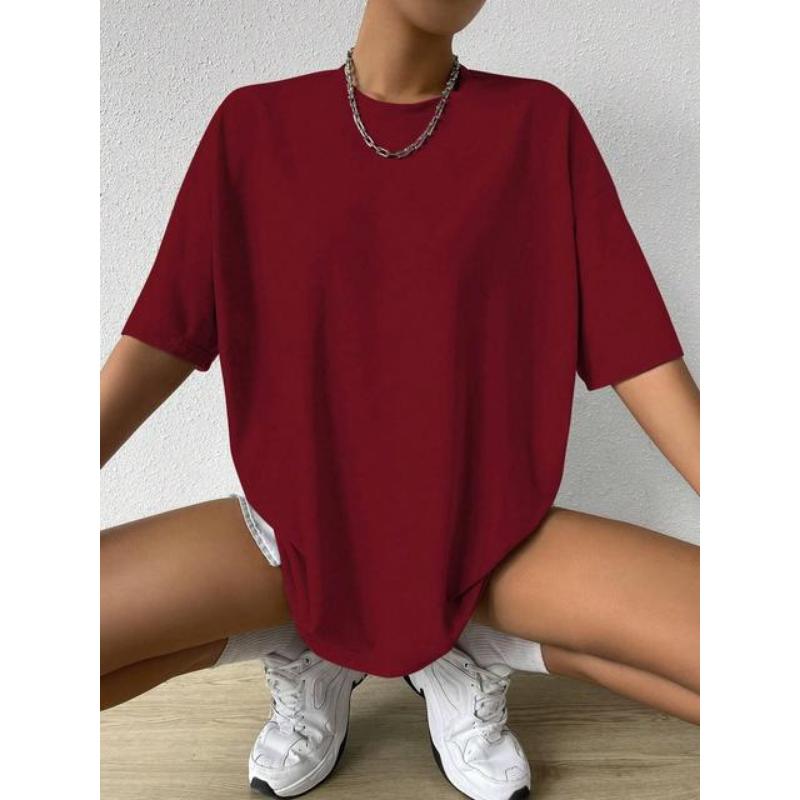 Dámské bavlněné tričko s krátkým rukávem v jednobarevném provedení, pro fitness, měkké, prodyšné, pohodlné oblečení, základní, univerzální, volné