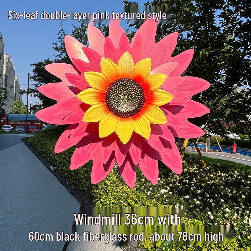 Children's Double-Layer Rotating Sunflower Pinwheel Outdoor Decoration