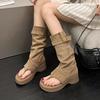 Maillard Toe Boots New Thick-soled Heightening Western Cowboy Stacking Boots Pinch Feet Cool Boots Short Boots Tide