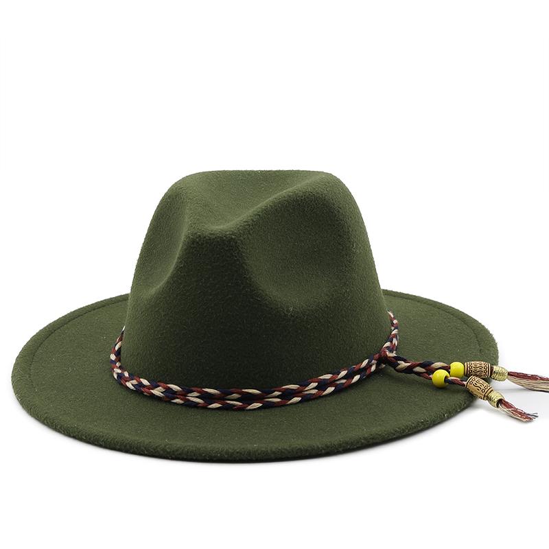 New Wool Wide Brim Floppy Felt Trilby Bowknot Fedora Hat For Elegant Womem Ladies Winter Auturmn Cashmere Gangster Church Hat