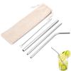 Phyxiul Stainless Steel Straws, Set of 3, Eco-Friendly Reusable Metal Straws with Cleaning Brush and Storage Bag
