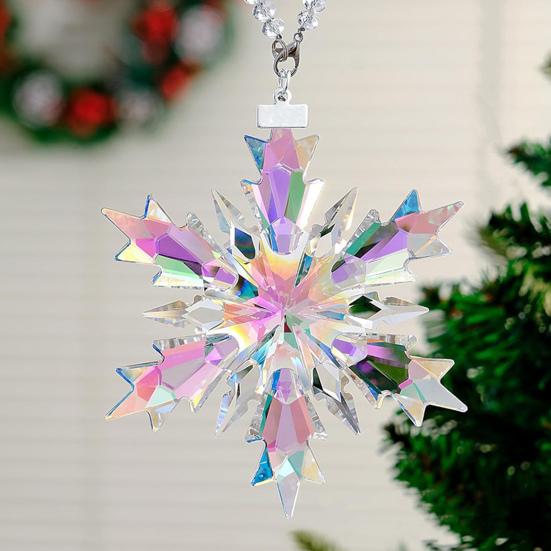 Ornamente de Crăciun pandantiv cu fulg de nea din cristal fațetat pentru decorarea bradului de Crăciun Bijuterii cercei pentru femei