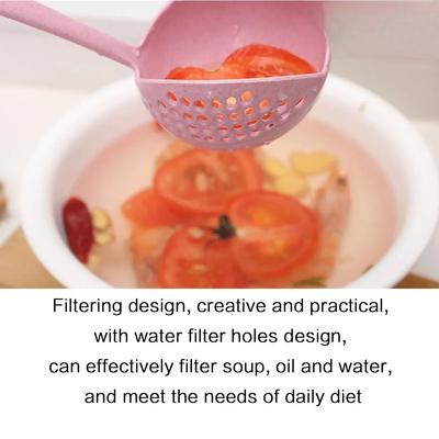 Die 2-in-1 Küchenlöffel Löffel Langer Griff Kunststoff Sieb Filter Geschirr Hot Pot Löffel