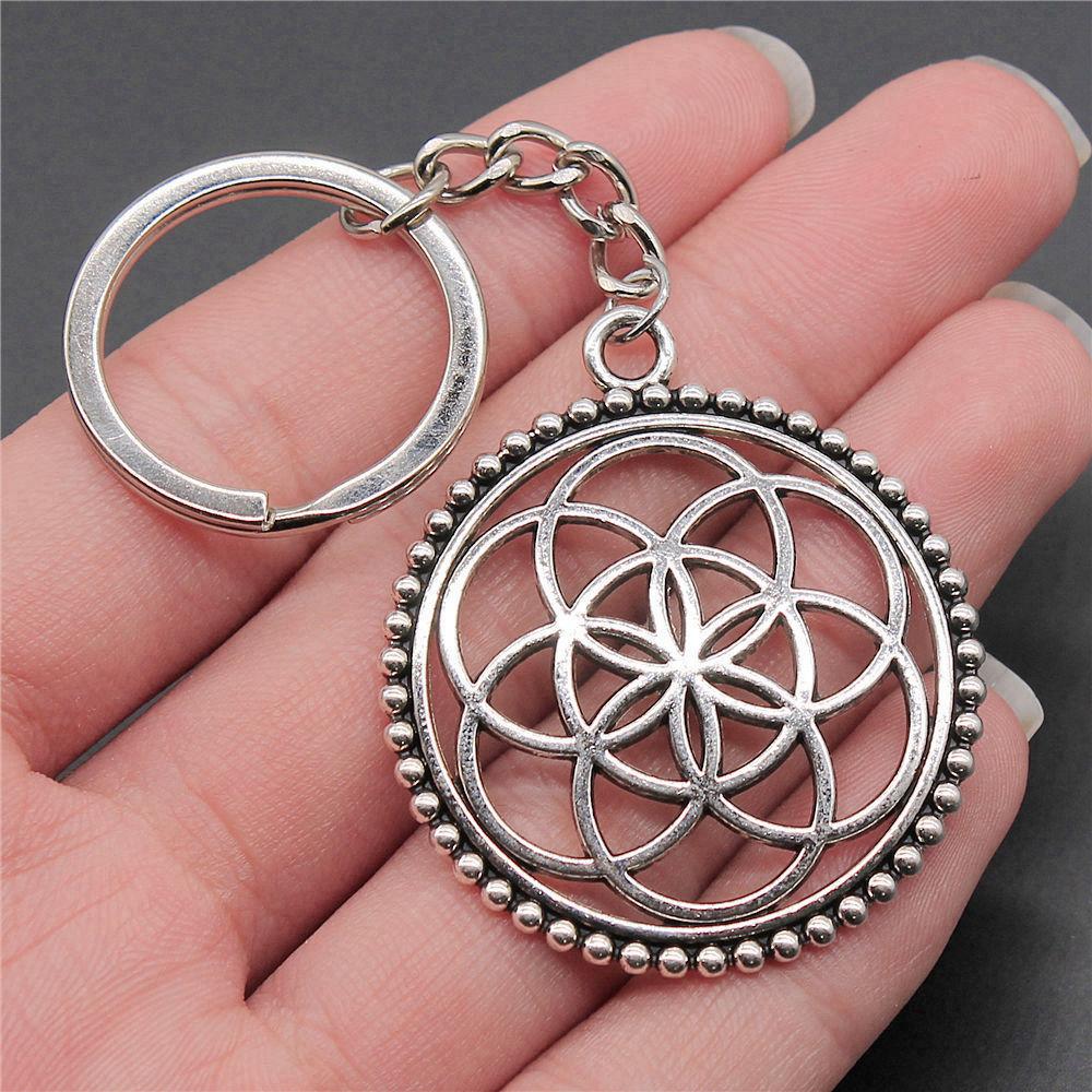 Flower of Life Symbol Sacred Geometry Keychain for Men Best Seller Boho Gift for Her Minimalist School Accessory
