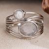 Vintage Inlaid Grey Stone Women's Ring Ethnic CopperColor Geometry Daily Wear Party Jewelry Anniversary Gift