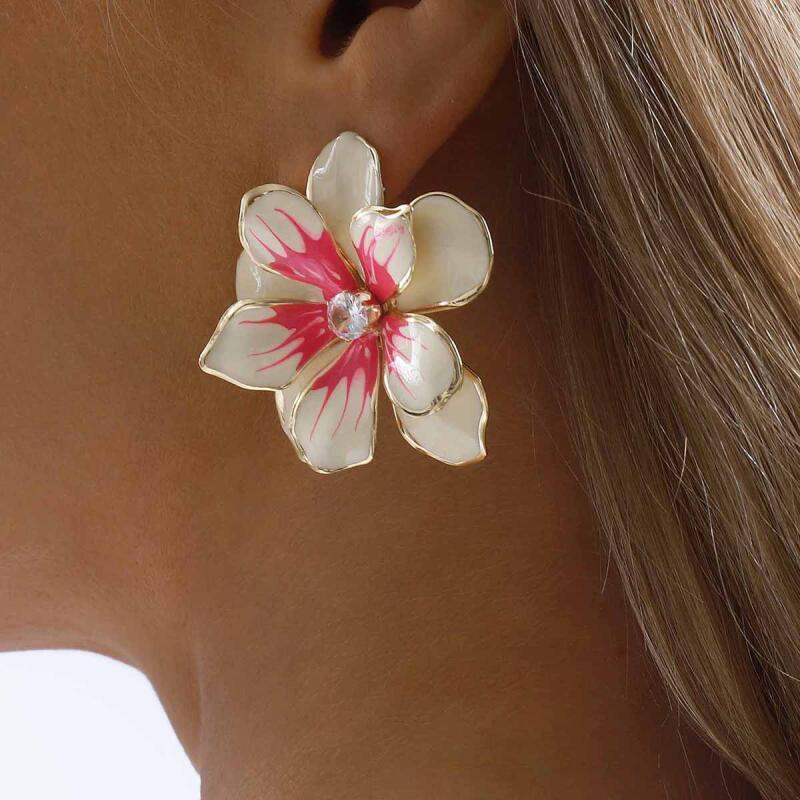 Exquisite Exaggerated Colorful Oil Drop Large Flowers Earrings for Women Ladies Personality Temperament Earrings Jewelry Gifts