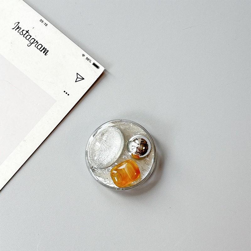 Silver Foil Pattern Heart-shaped Gemstone Star Rhinestone Phone Airbag Holder Adhesive Ring Girl Birthday Gift