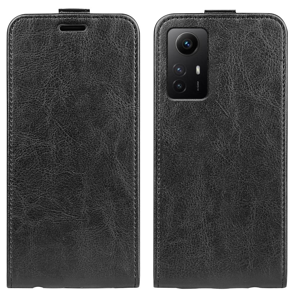 

For Xiaomi Redmi Note 12S 4G Vertical Flip PU Leather Phone Case with Card Slot Shock-absorbing Phone Cover Black