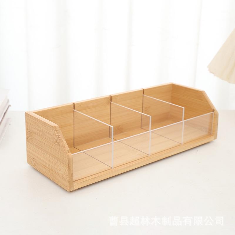 Bamboo Storage Box for Tea Bags Natural Wooden Organizer Box Household Supplies Kitchen Desktop Storage Eco-friendly Home Office
