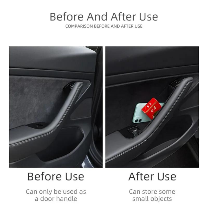 For Tesla Model 3/3 Highland Y/Y Juniper Car Side Door Handle Storage Box ABS/Flock Tray Organizer Container Accessories Tidying