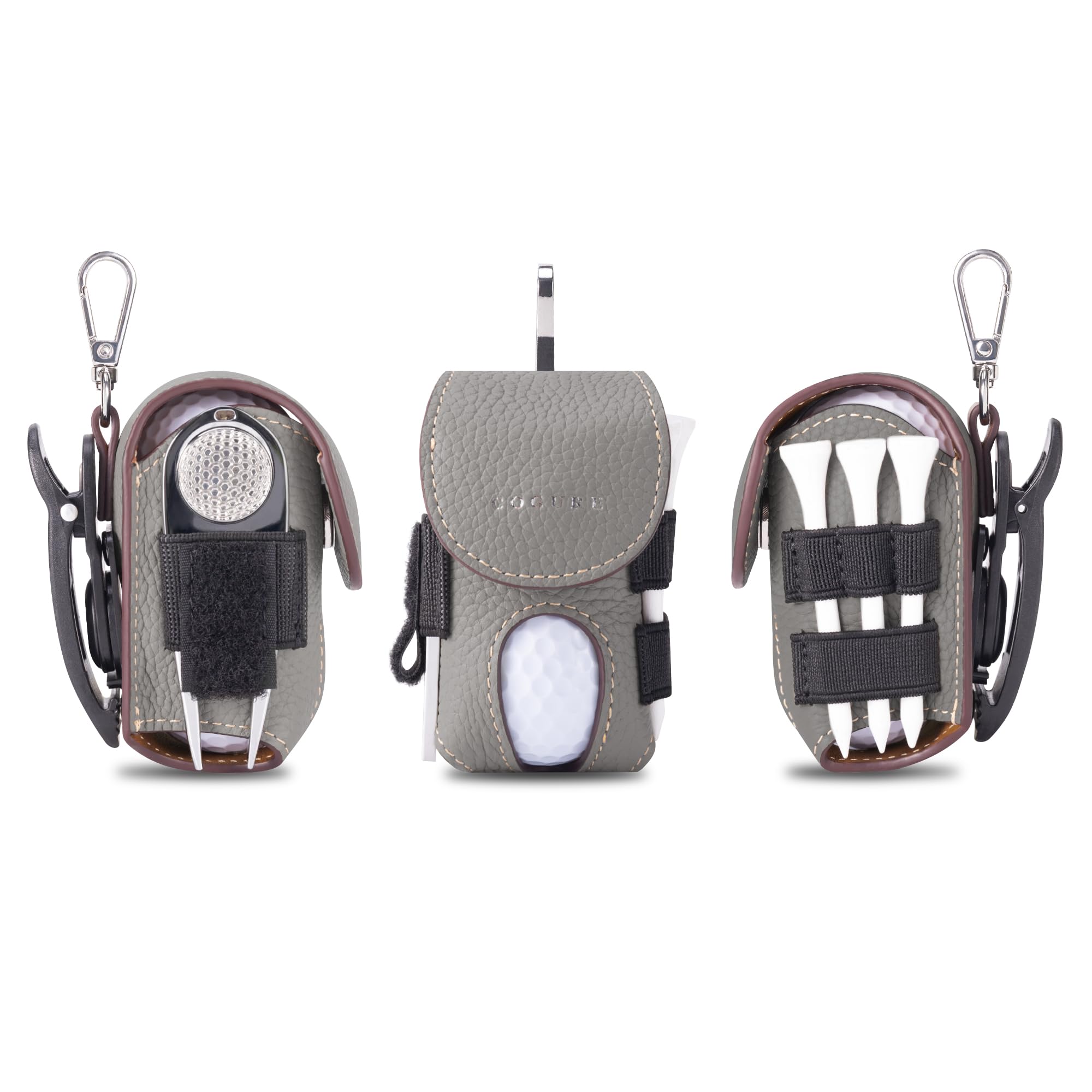 

COGURE Golf Ball Genuine for Men and Holds 2 Green Glove Rotating Gift Box Right Hip Greige CopGBC-R Case, Leather, Women, Balls, Tee, Fork, Marker,