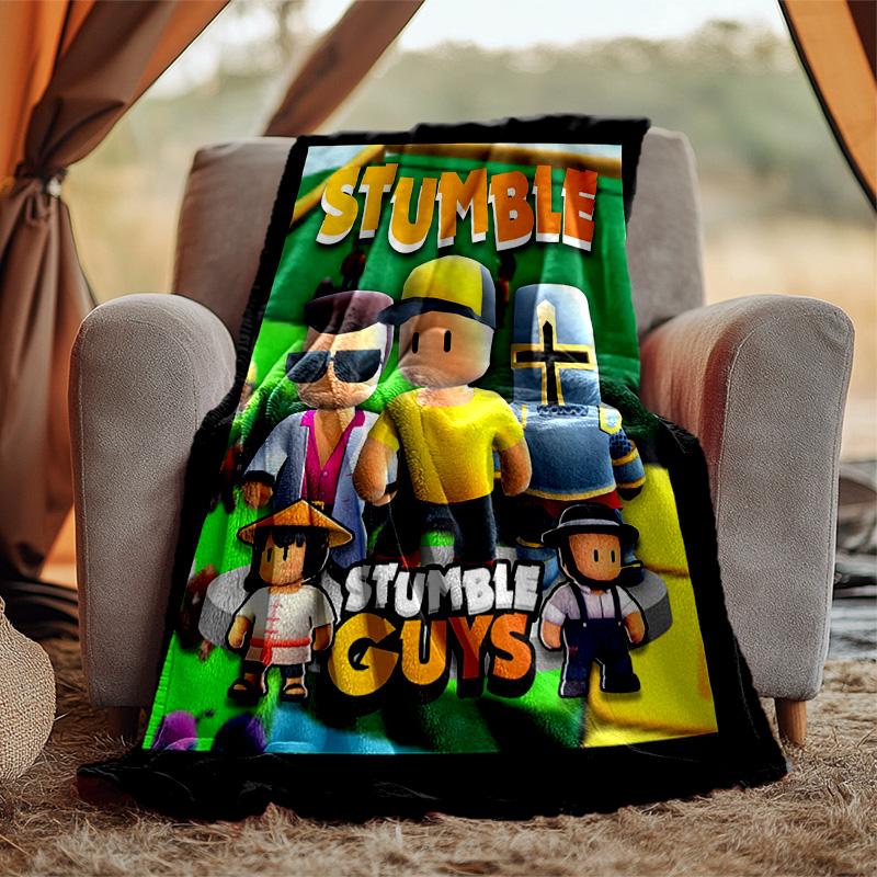 Stumble Guys Flannel Blanket Soft Warm All-Season Throw, Design for Camping, Car Travel, Hiking Sofa, Bed, Office Perfect Gift for Parties
