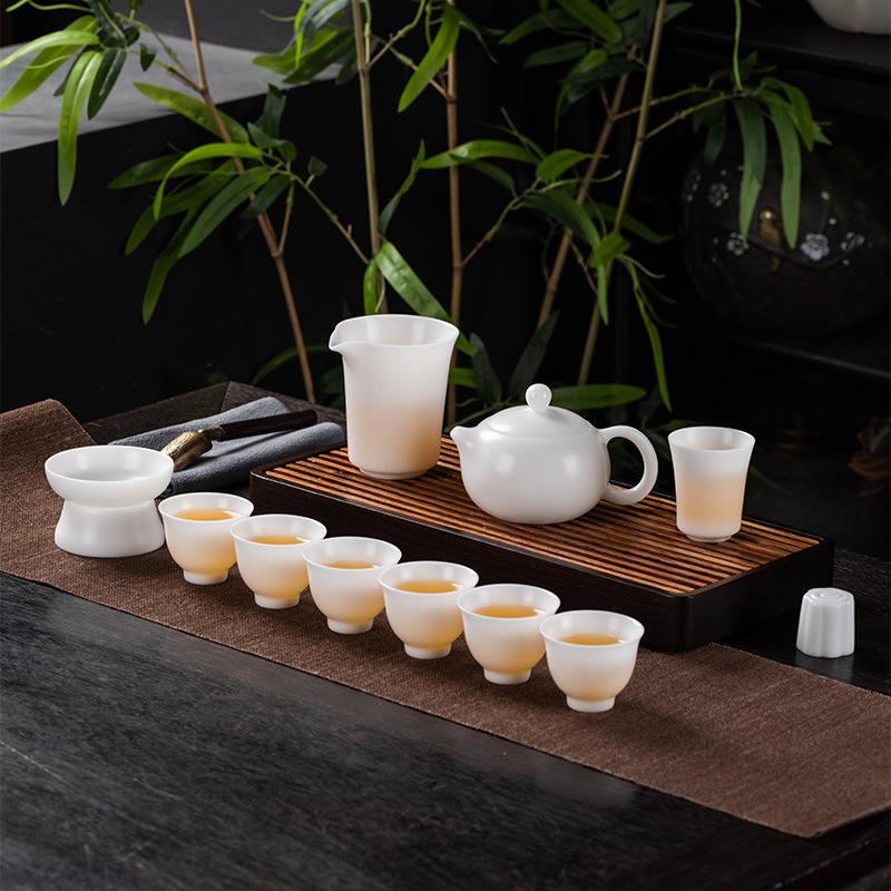 High-end Ice-based Vegetarian Jade Porcelain Handmade Teapot Light Luxury Business Gift-giving Dehua White Porcelain Unglazed Tea Maker