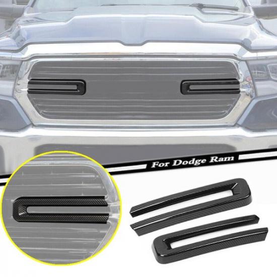 For 2019-2024 Dodge RAM 1500 Carbon Front Bumper Center Grill Grille Cover Trim