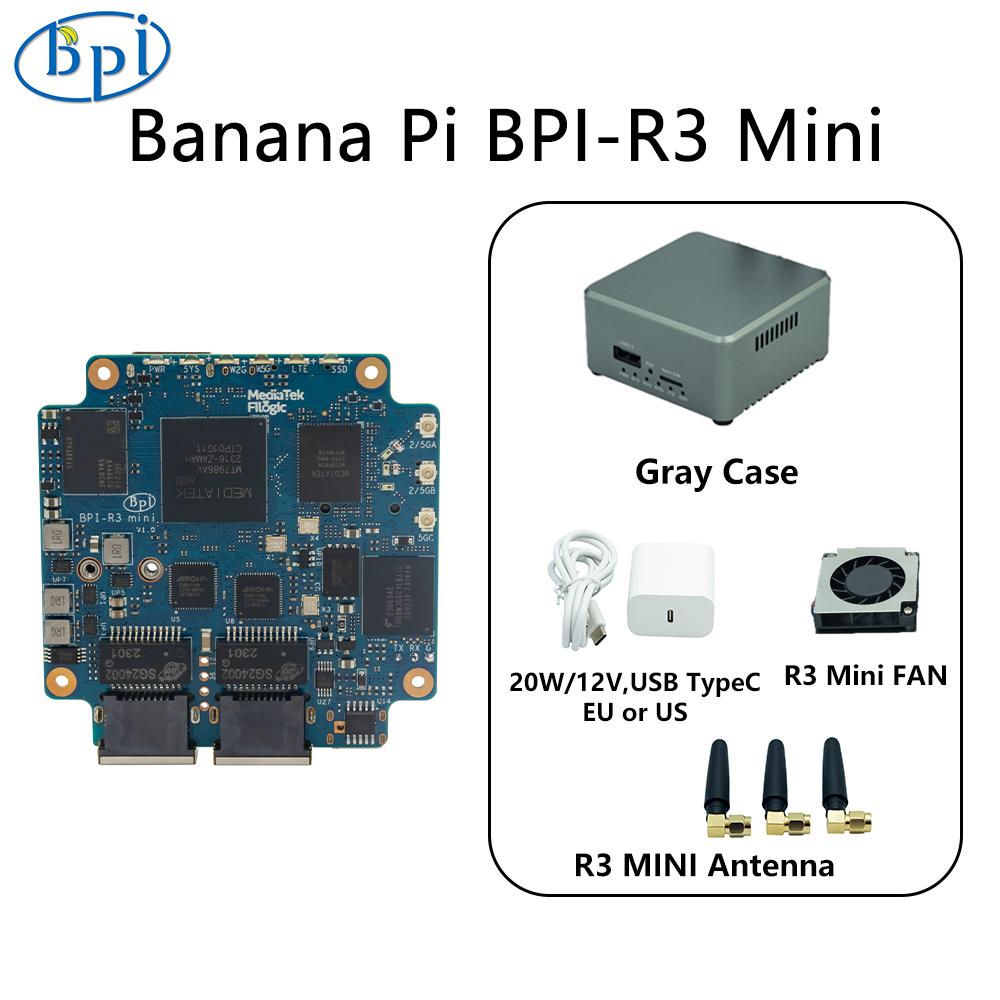 Banana Pi BPI-R3 Mini Router Board MediaTek MT7986 ARM A53 2G DDR4 8G eMMC Support WiFi 6 and 2 X 2.5GbE Port Open Source Router