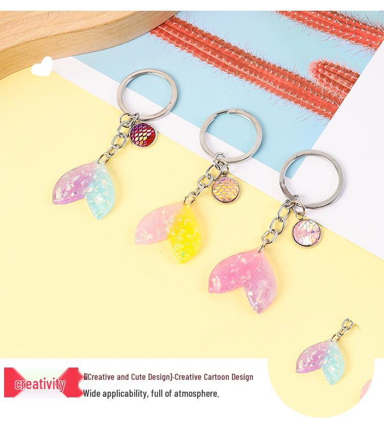 Gradient Mermaid Tail Keychain Pendant - Ocean Themed Backpack Accessory