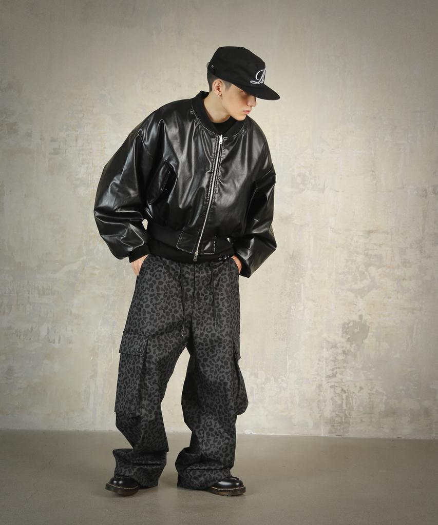 ROCKPSYCHO Leopard Cargo Pants Dark Navy
