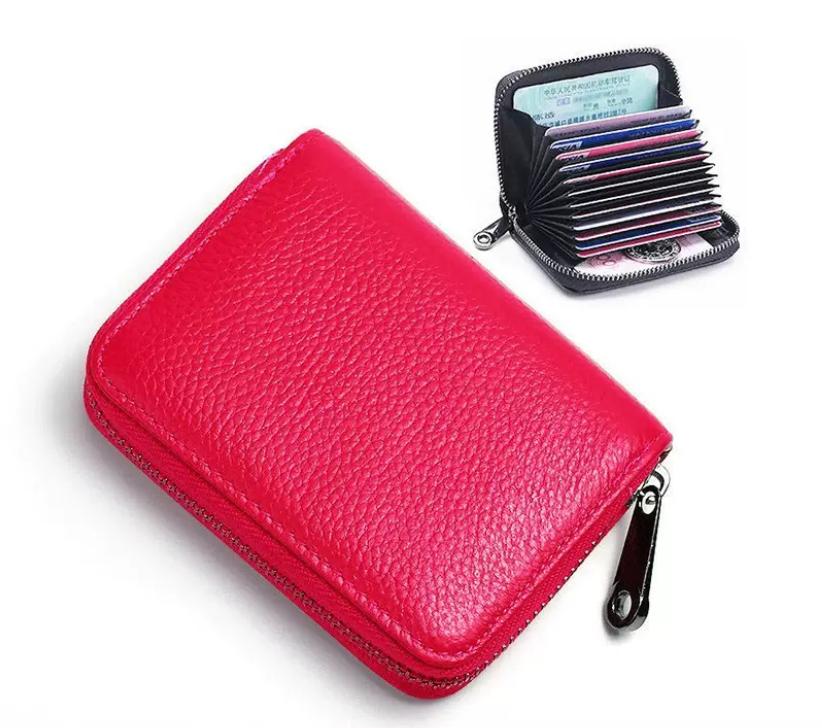 Genuine Leather Credit Card Wallet Men and WomenFashion lD Card Holder Small Business Card Holders Bag