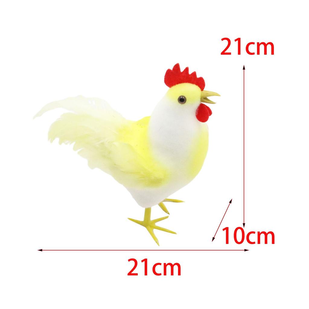 Tuppskulptur Simulerade Fjädrar Djurprydnad Kreativ Rolig Tuppstaty för Skrivbord Gräsmatta Uteplats Gård Konstprydnader