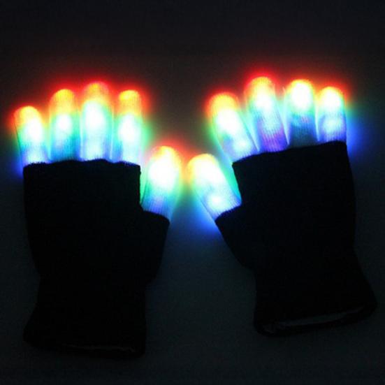 LED Rave Rukavice 7 Barev Svítící Prstové Rukavice pro Děti Dospívající Dospělé Zářící