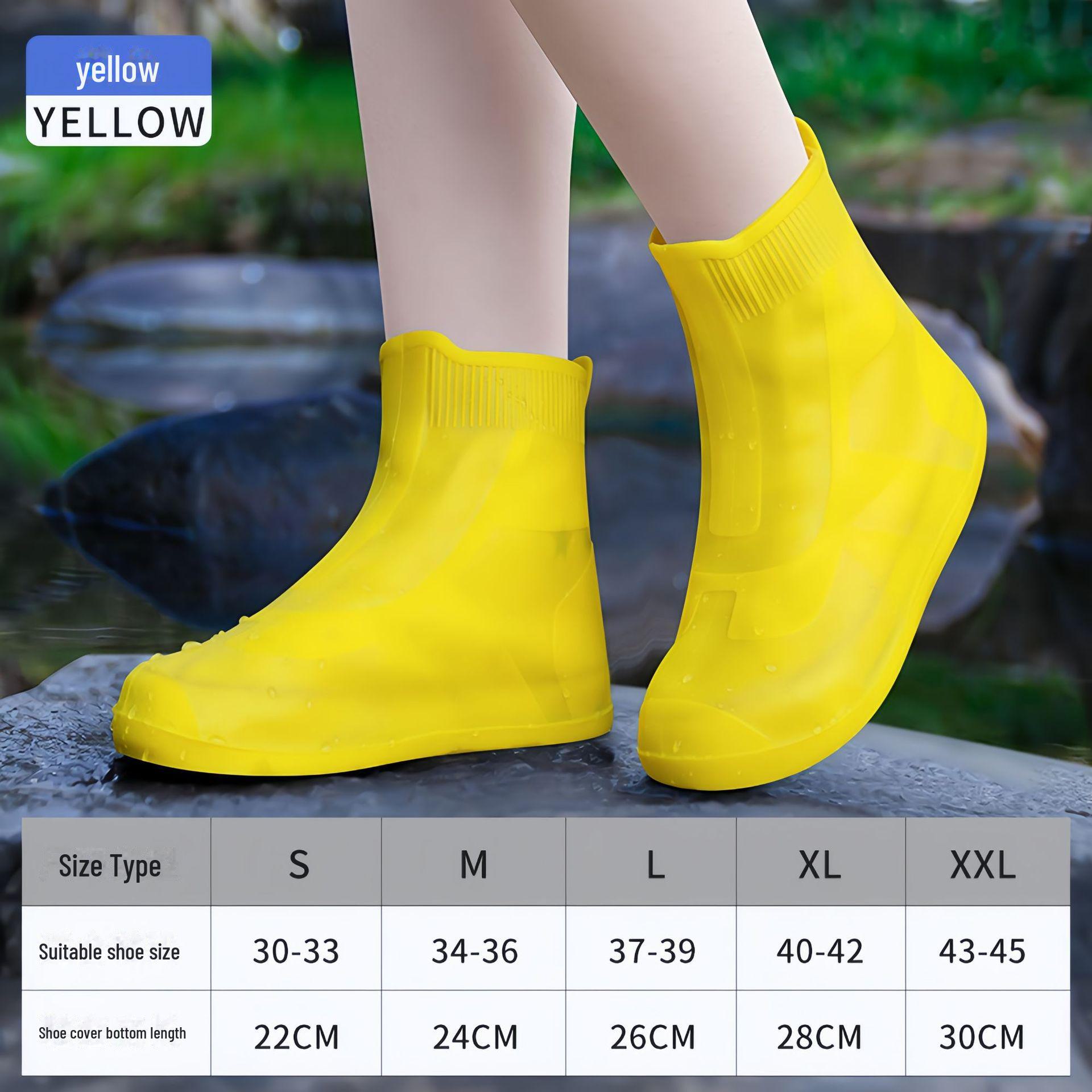 

Водонепроницаемые нескользящие силиконовые чехлы для дождевых сапог для мужчин и женщин — прочные и толстые для использования на открытом воздухе в дождливые дни XL (40-42) жёлтый