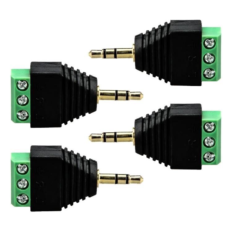 

3.5mm 3 Poles Male To Screw Terminals Female Adapter 3.5mm Stereo Adapter Plastic Housing 4pcs for Simple Integration 1