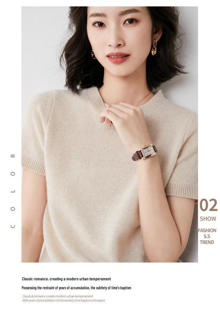 Autumn Women's Knitwear: Round Neck Short Sleeve Pullover Sweater