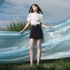 Sancai High-Waist A-Line Short Skirt