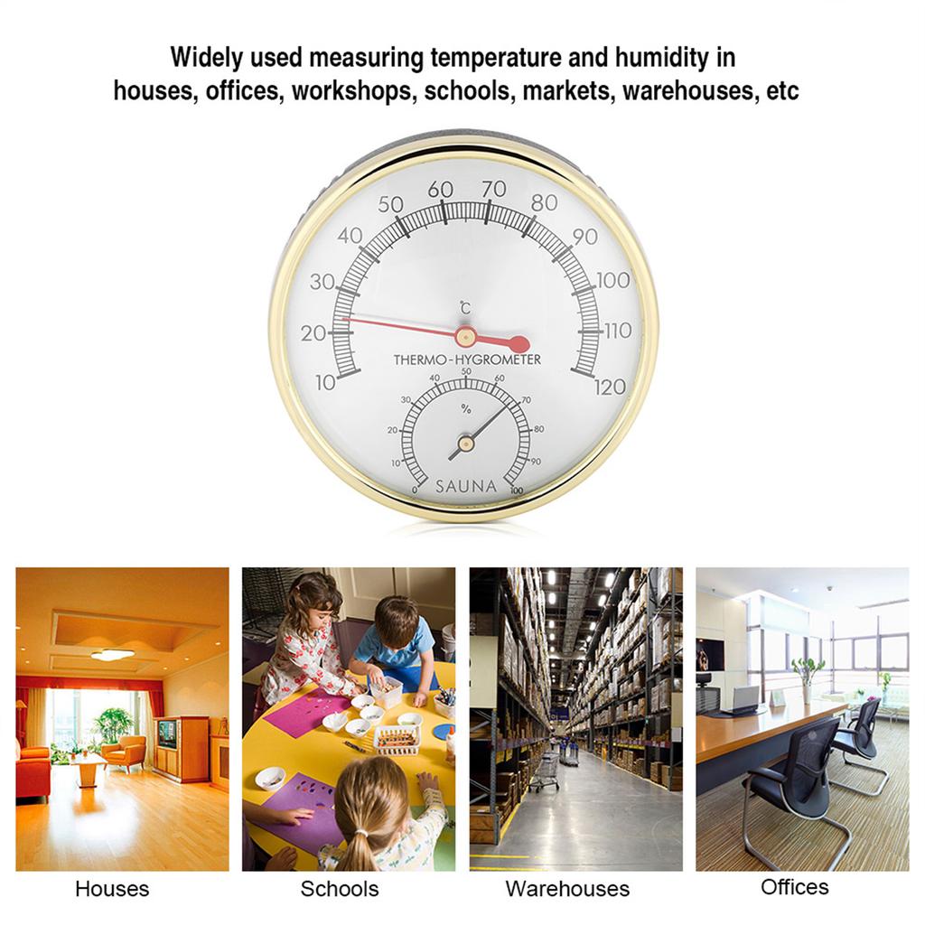 Indoor Thermometer-Hygrometer with Metal for Sauna Rooms, High , Scale with Pleasant Color, Widely Used for Temperature and Humidity Mea