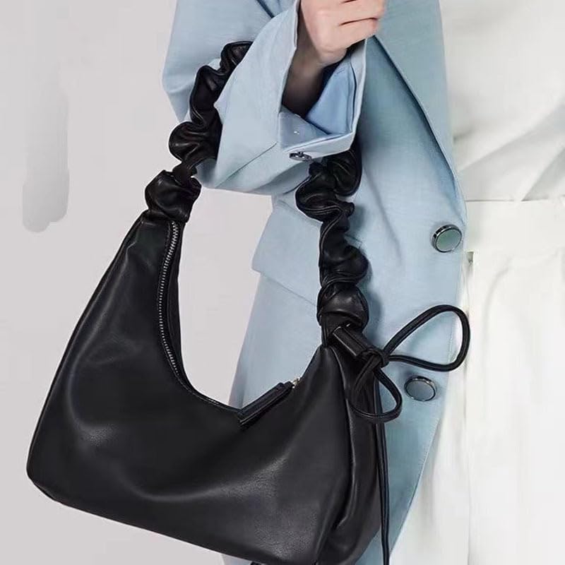 PETITCHOU Shoulder with Pleated Rush Perfect for Commuting or Korean Style Bag/Handbag Drawstring, Minimalist, Simple, Crossbody, Lightweight, School,