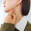 18K Gold-Plated Zircon C-Shaped Geometric Earrings in Titanium Steel