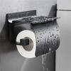 Tuqiu Black Toilet Paper Holder Silver Tissue Paper Holder Aluminium Paper Roll Holder With Phone Storage Shelf