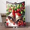Weihnachtselemente Glocken Beeren Bedruckte Decke Warm Weich Flauschig Kinder Erwachsene Sofa Bett Überwurfdecke für Zuhause Campingausflüge