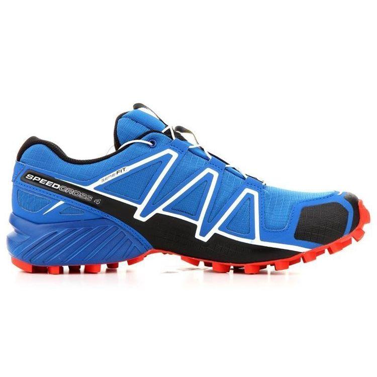 SALOMON Speedcross 4 Comfortable Slip-Resistant Durable Low-Top Hiking Shoes Men Hiking Shoes Blue Red 383132