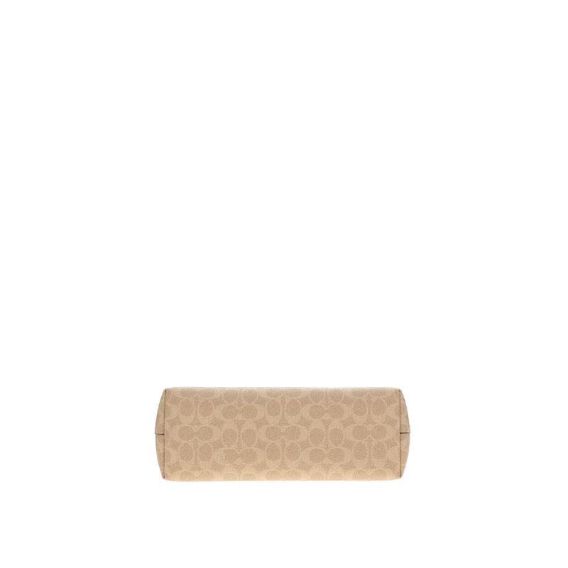 Coach Zip Top Tote 30 Classic Presbyopia Logo Artificial Leather Tote Bag Tote Bag Shopping Bag Hand-held Shoulder Bag Large Women's Beige