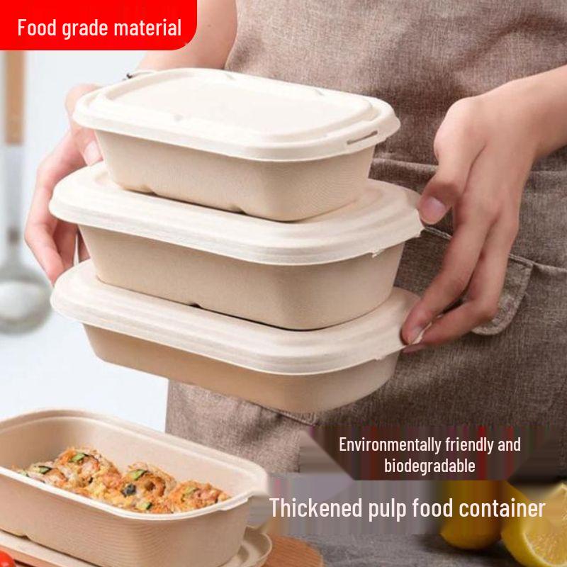 Eco-friendly Biodegradable Disposable Pulp Meal Box for Takeaway Salads and Light Meals